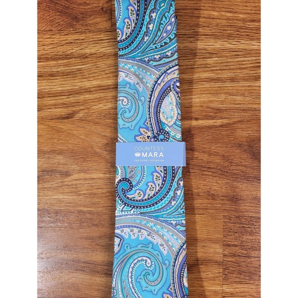 nwt countess mara Blue paisley tie Silk - Picture 2 of 3